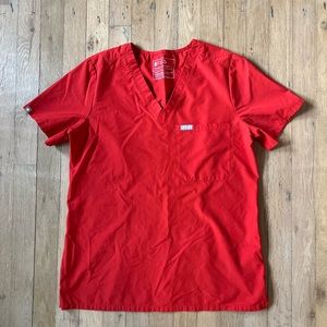 Awesome Red FIGS FIONLITE Catarina One Pocket Scrub Top Small Limited Edition